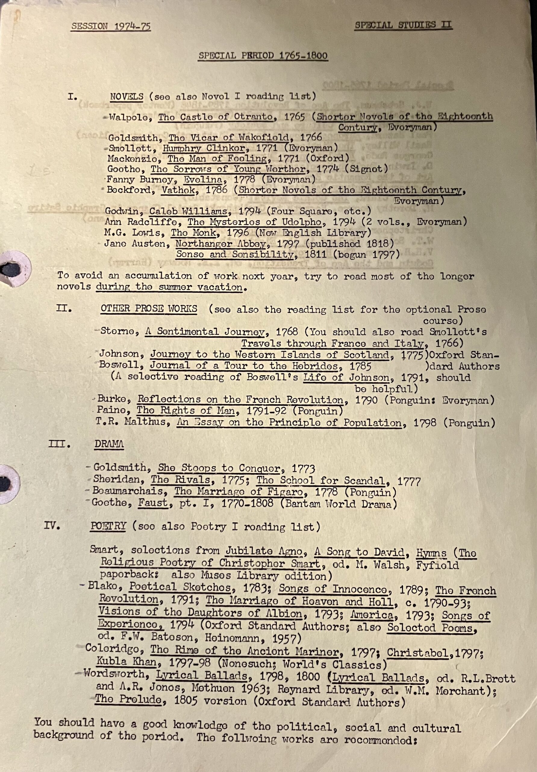 Touring through the eighteenth century